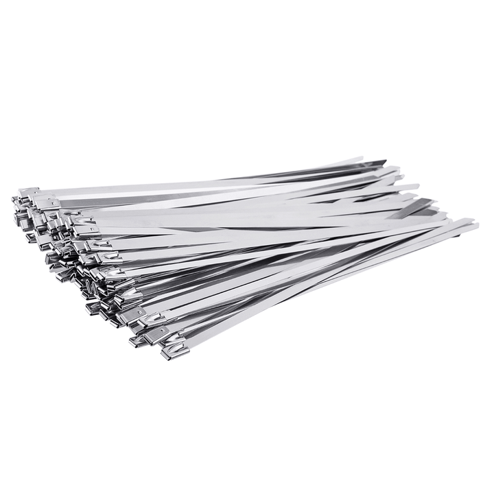 100Pcs 4.6X200Mm Stainless Steel Zip Tie Exhaust Wrap Coated Locking Cable Ties - MRSLM