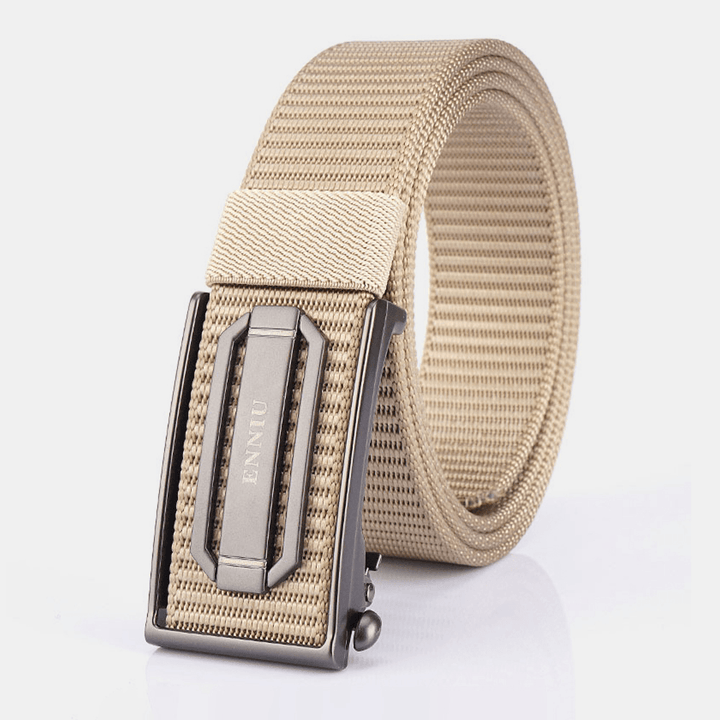 Men Nylon Braided 120Cm Rectangle Automatic Buckle Casual Wild Belts Training Tactical Belts - MRSLM