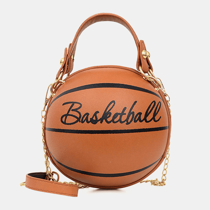 Women Unique Design Basketball Football Look Mini round Bag Hangbag Fashion Adjustable Shoulder Bag Cross Body Bag - MRSLM