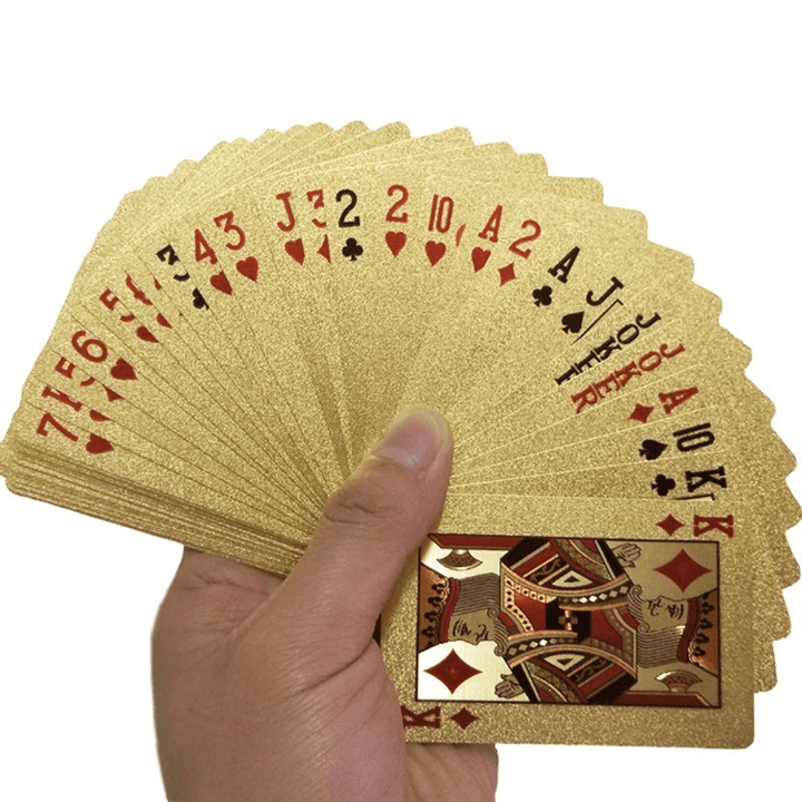 24K Gold Plastic Poker Card Group Foil Pack Magic Card Waterproof Card Gift Collection Gambling Board Game - MRSLM