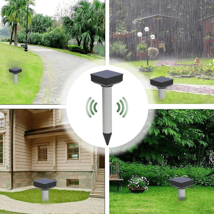 SC05 2PCS Ultrasonic Solar Snake Gopher Repeller Waterproof Mice Rats Rodent Repellent - MRSLM