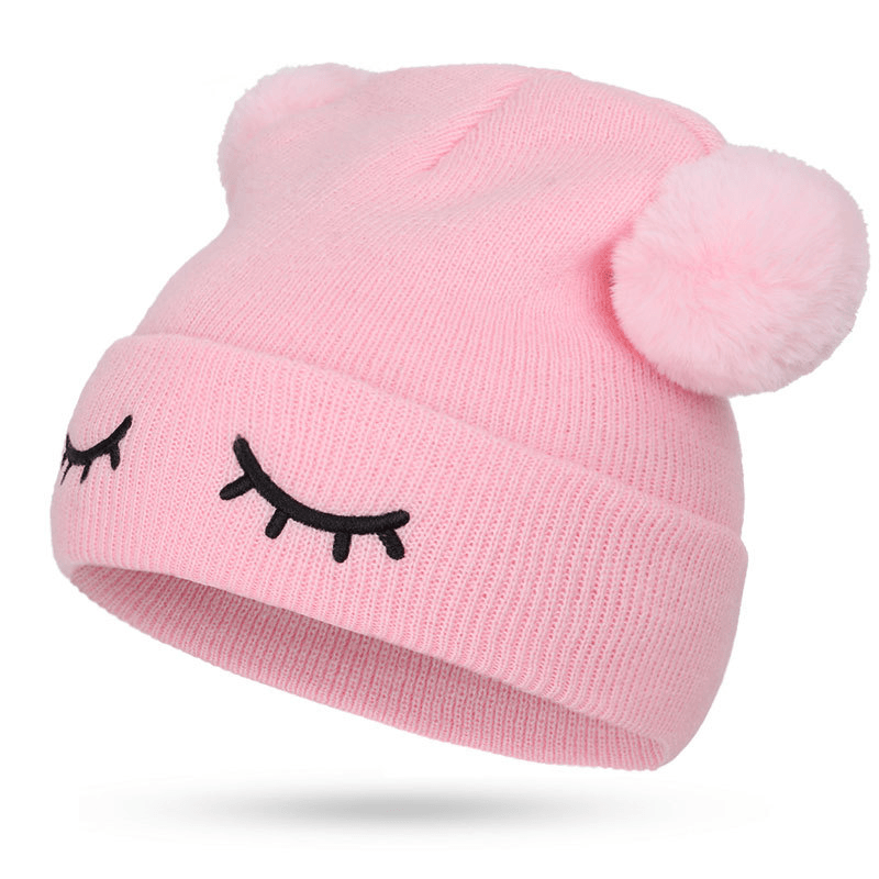 Children Woolen Hat Winking Bear Embroidery - MRSLM