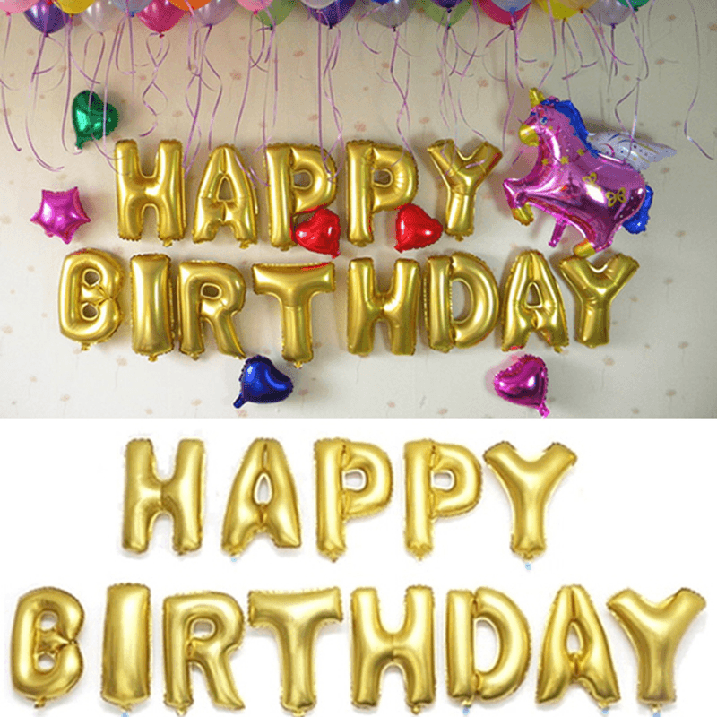 16 Inch Golden Foil Alphabet Balloons Letters Happy Birthday Party Decor - MRSLM