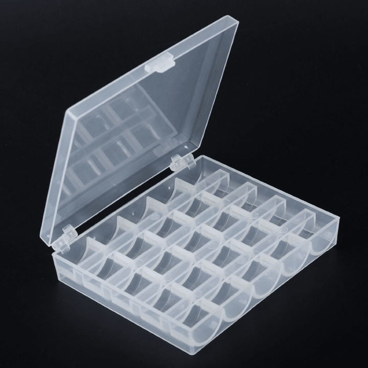 25Pcs/Set Empty Bobbins Sewing Machine Spools Clear Plastic Case Storage Box for Sewing Machine - MRSLM