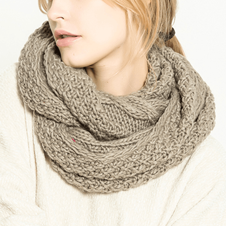 Women Solid Knitted Collar Scarves Warm Neck Scarves - MRSLM