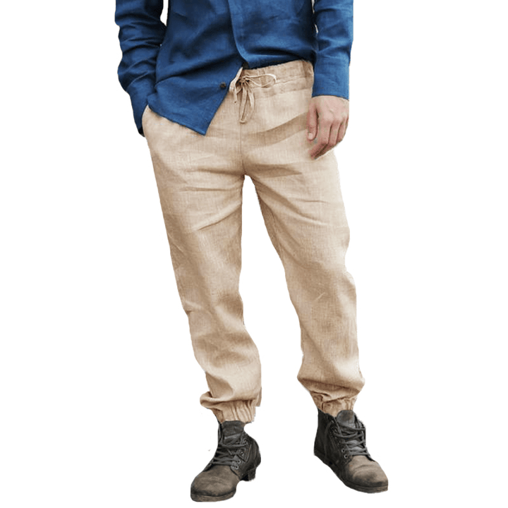 Mens Cotton Breathable Elastic Waist Casual Pants - MRSLM