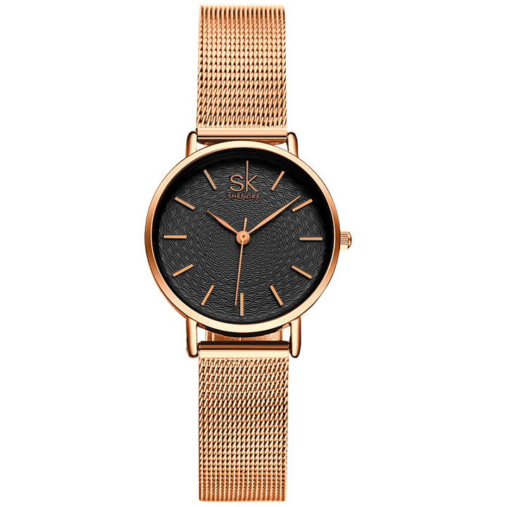 SHENGKE Casual Style Ultra Thin Ladies Wrist Watch Mesh Steel Band Quartz Watch - MRSLM