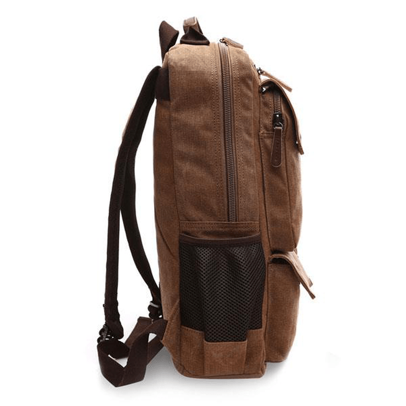 Men Canvas Big Capacity Travel Zipper Multifunctional Shoulders Bag Backpack - MRSLM