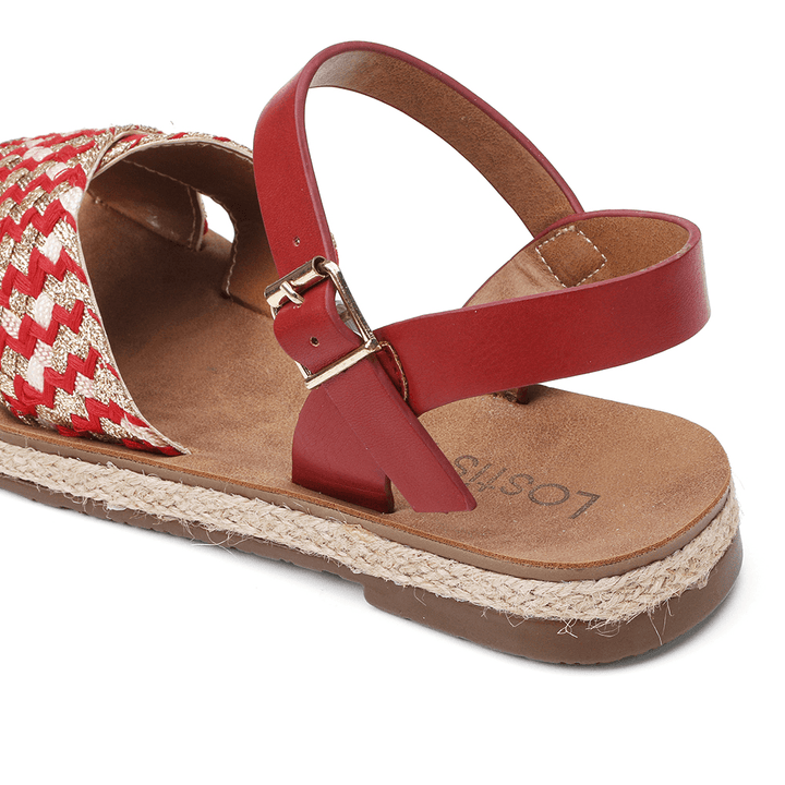 LOSTISY Women Cross Woven Strap Casual Sandals - MRSLM