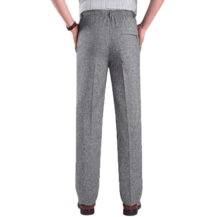 Men'S Summer Thin Elastic High Waist Deep Suit Pants - MRSLM