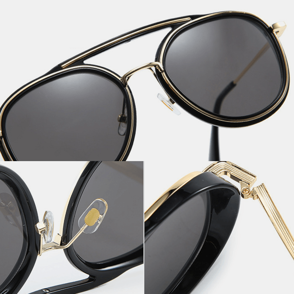 Men Oval Full Thick Frame UV Protection Fashion Vintage Sunglasses - MRSLM