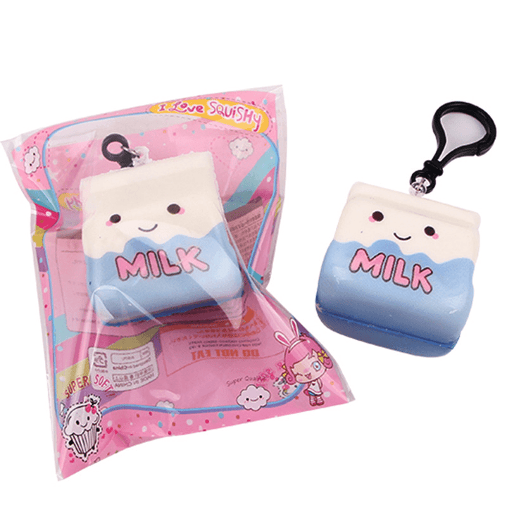 Squishy Bun Food Cute Phone Bag Hanging Decor Keyring Beef Milk Box Chocolate Slow Rising 7Cm Gift Collection - MRSLM