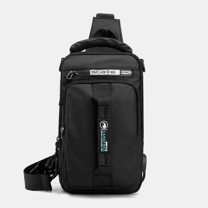 Men Nylon USB Charging Casual Outdoor Brief Chest Bag Shoulder Bag Backpack - MRSLM