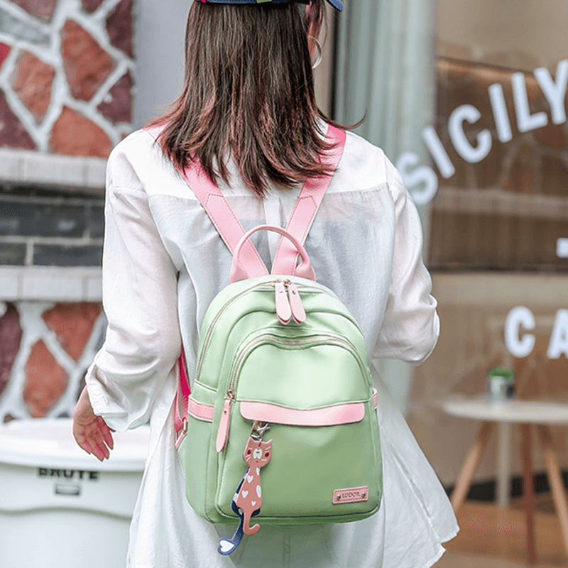 Women Oxford Waterproof Cartoon Multi-Carry Patchwork Casual Backpack - MRSLM