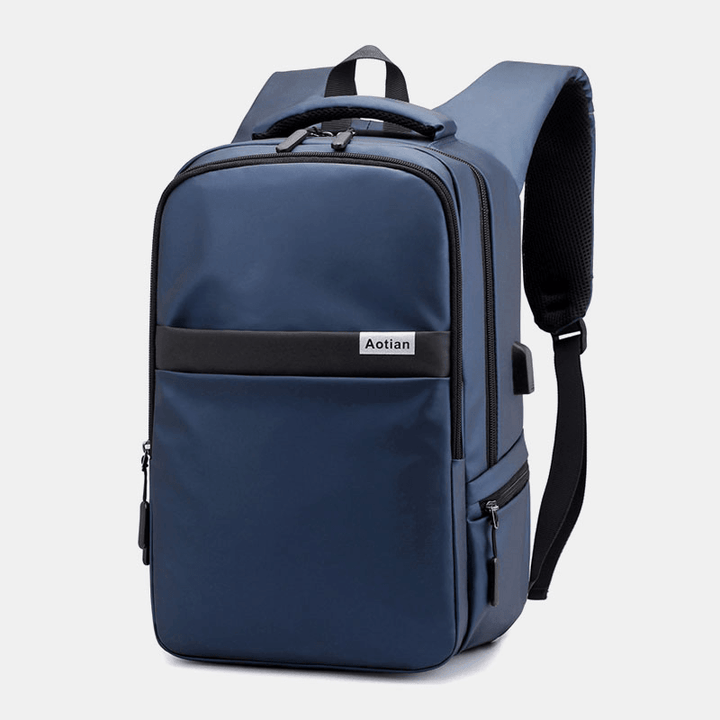 Men USB Charging Outdoor Nylon Travel Waterproof Large Capacity 13 Inch Laptop Bag Travel Bag Backpack - MRSLM