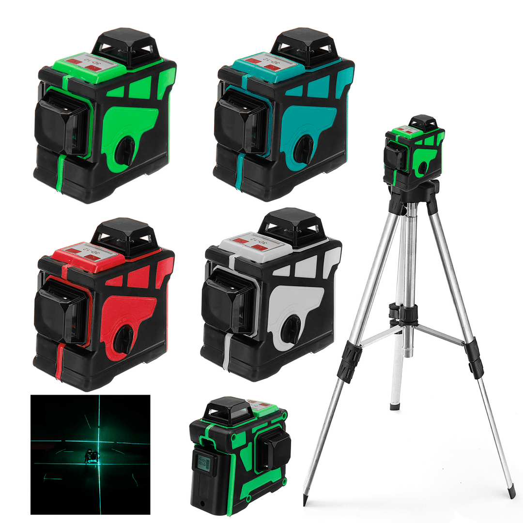 3D 12 Line Blue Light Laser Level LCD 360° Rotary Self Leveling Cross Measuring Tool - MRSLM