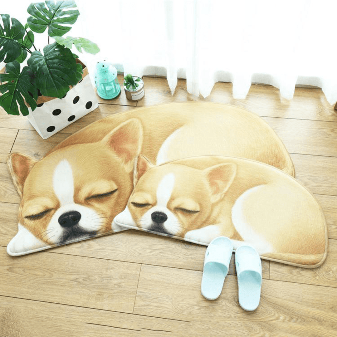 3D Cute Dog Pattern Doormat Indoor Print Door Mat Suedel Floor Rugs - MRSLM