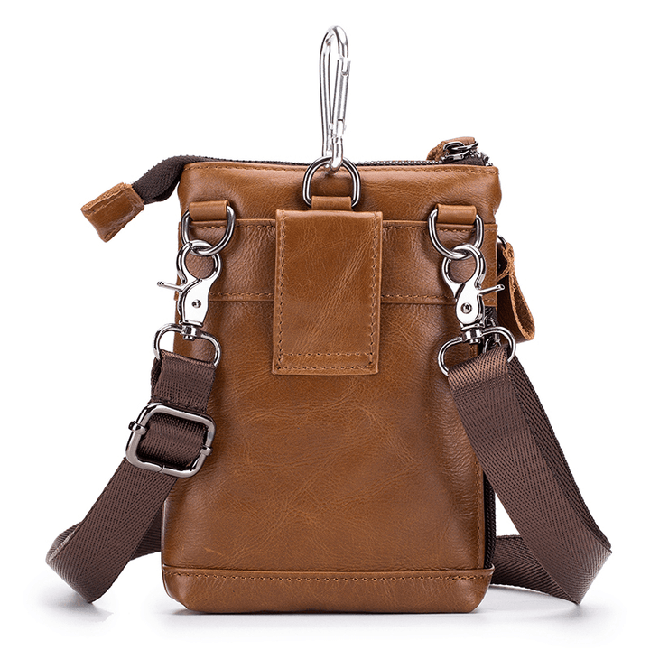 Men Genuine Leather Multi-Carry Crossbody Bag Cowhide Bag - MRSLM