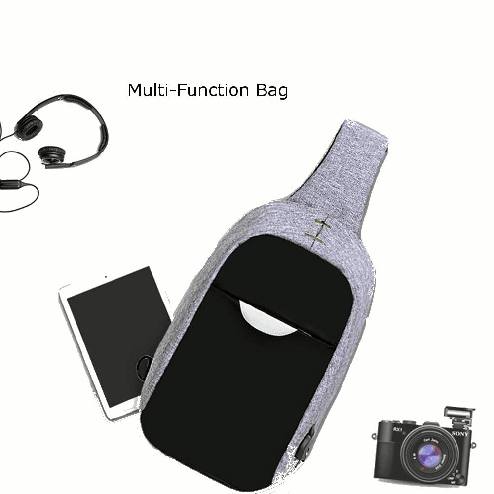 Men External USB Charging Multi-Function Sling Bag Water Repellent anti Theft Bag for Ipad - MRSLM