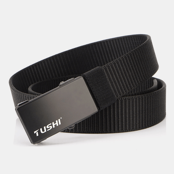 TUSHI 120CM Men'S Automatic Buckle Nylon Belt Simple Belt - MRSLM