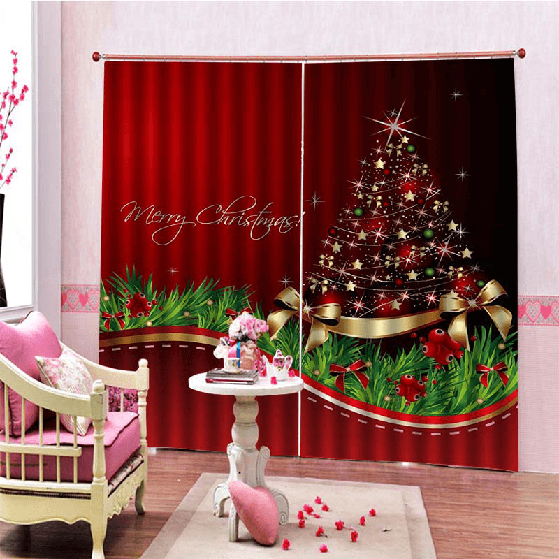 2PCS 3D Print Window Curtain Drapery Door Screen Panel for Christmas Decoration - MRSLM