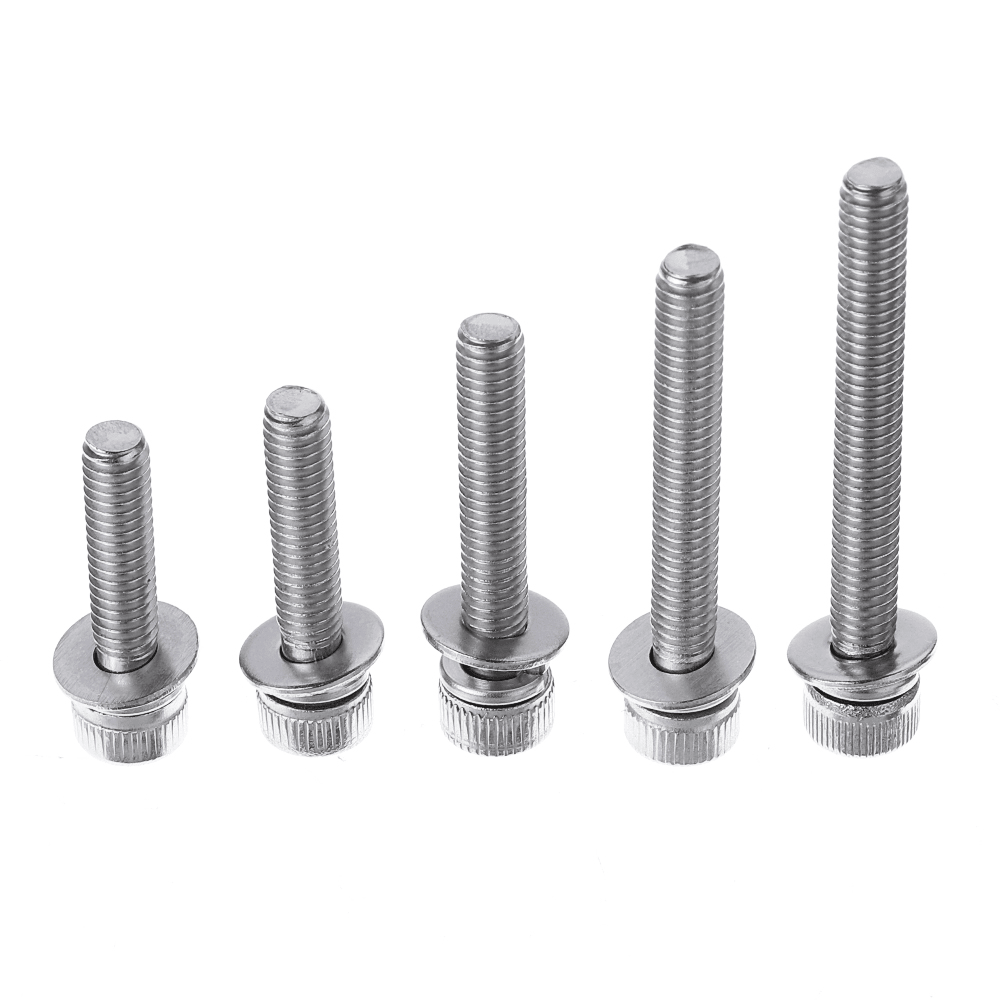 88Pcs M5 Hex Socket Knurled Cap Head Screw 304 Stainless Steel Bolt Assortment Set - MRSLM