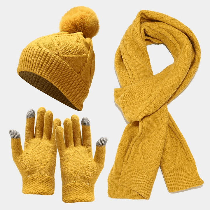 Three Piece Set of Autumn and Winter Hats, Scarves, Gloves - MRSLM