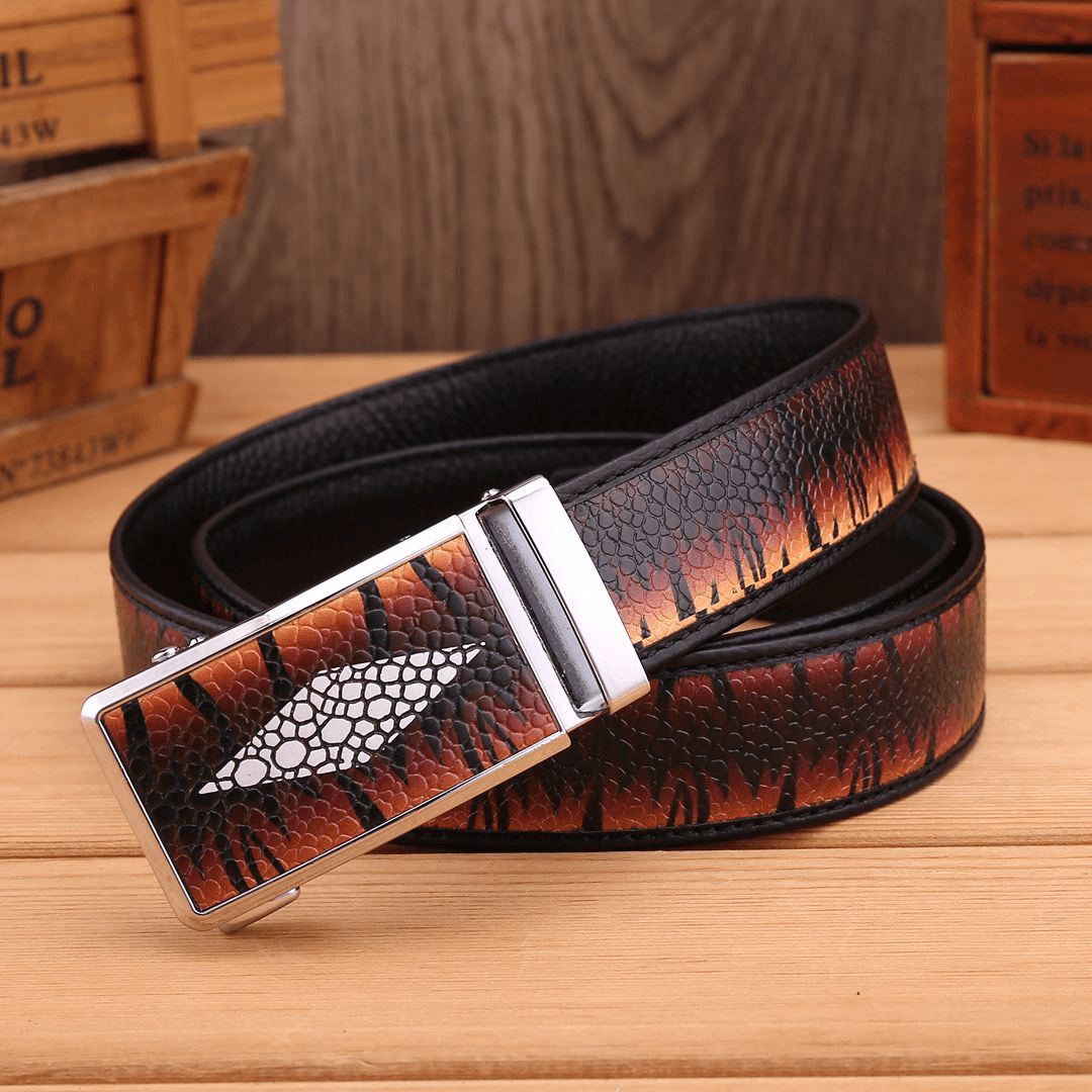 125CM Two-Layer Leather Embossed Waist Belt - MRSLM