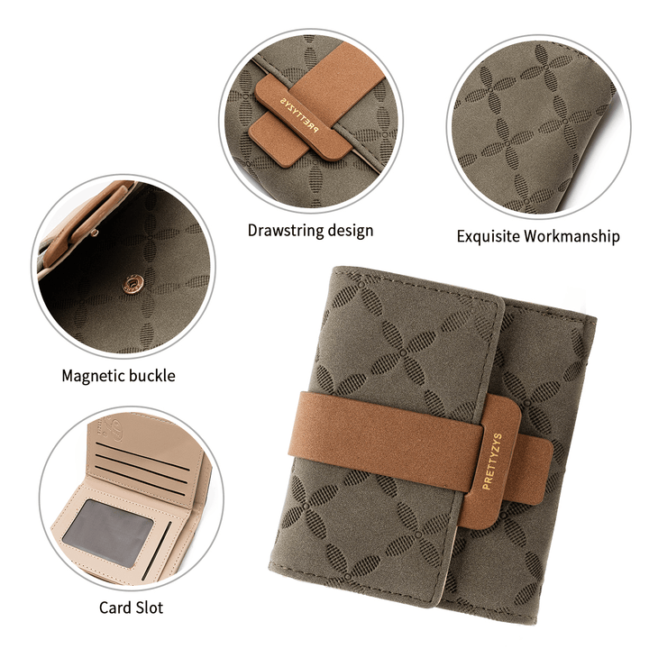 Women Fashion Purse Mini Faux Leather Wallet Card Holder Coin Bag Zip Coin Pouch ID Wallet - MRSLM