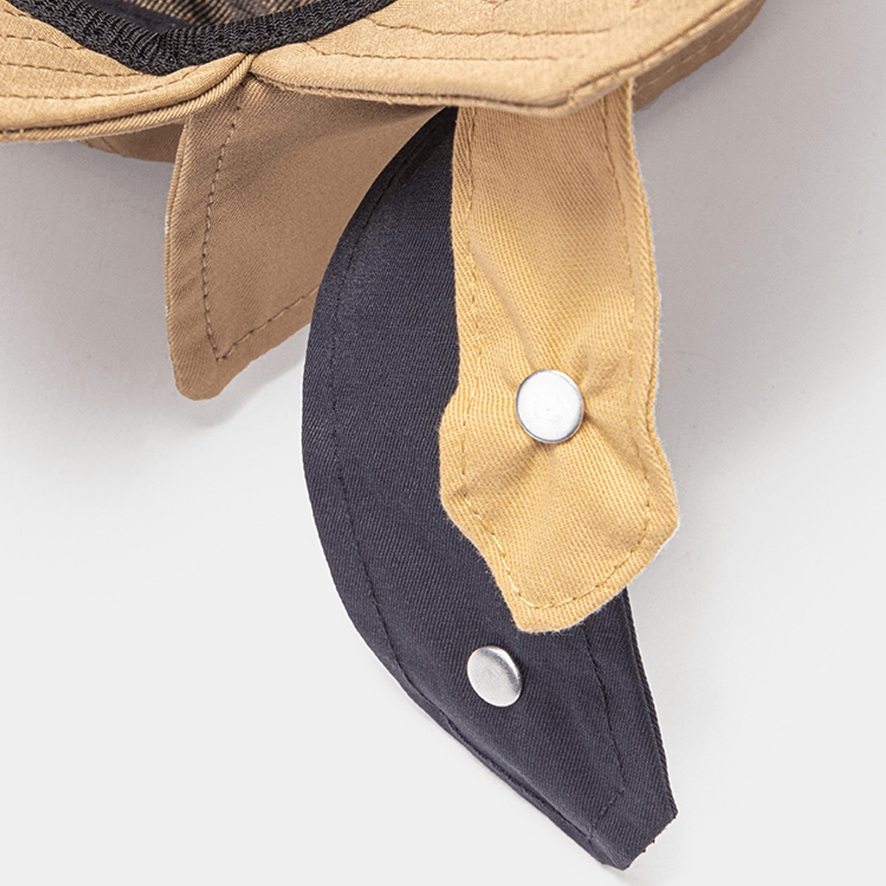 Unisex Cotton Contrast Color Bandage Dovetail Unique Fashion Bucket Hat - MRSLM