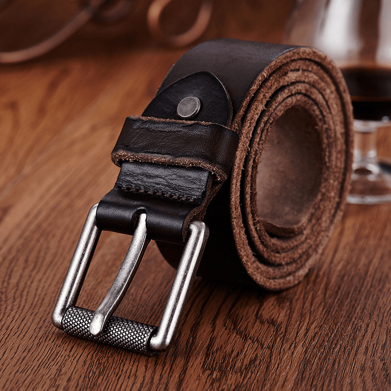 Genuine Leather Men'S Belt Casual Waistband Waist Strap Smooth Pin Retro Belt - MRSLM