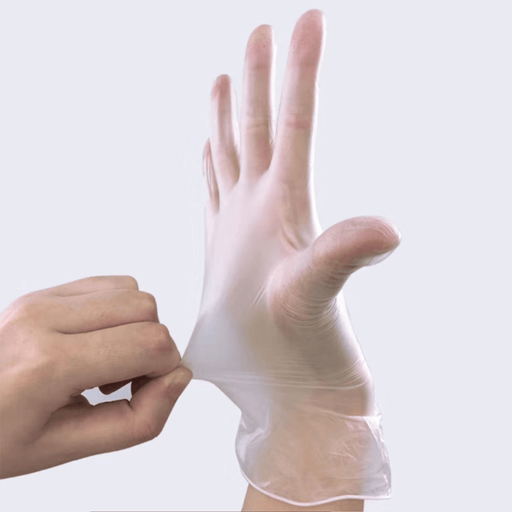 100Pcs/Pack PVC Rubber Transparent Disposable Gloves Food Home Cleaning Kitchen Restaurant BBQ Garden Working Protective Glove - MRSLM