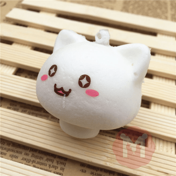 Squishy Toys Mushroom Cat Kawaii Cartoon Cute Face Decor Bag Cell Phone Straps - MRSLM