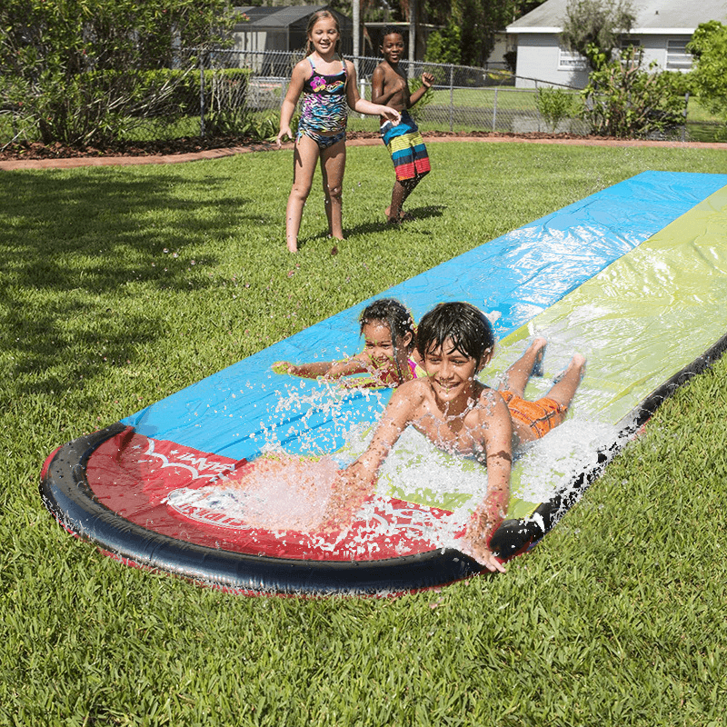 Inflatable Double Water Slide Fun Outdoor Splash Slip for Children Summer Pool Kids Games - MRSLM