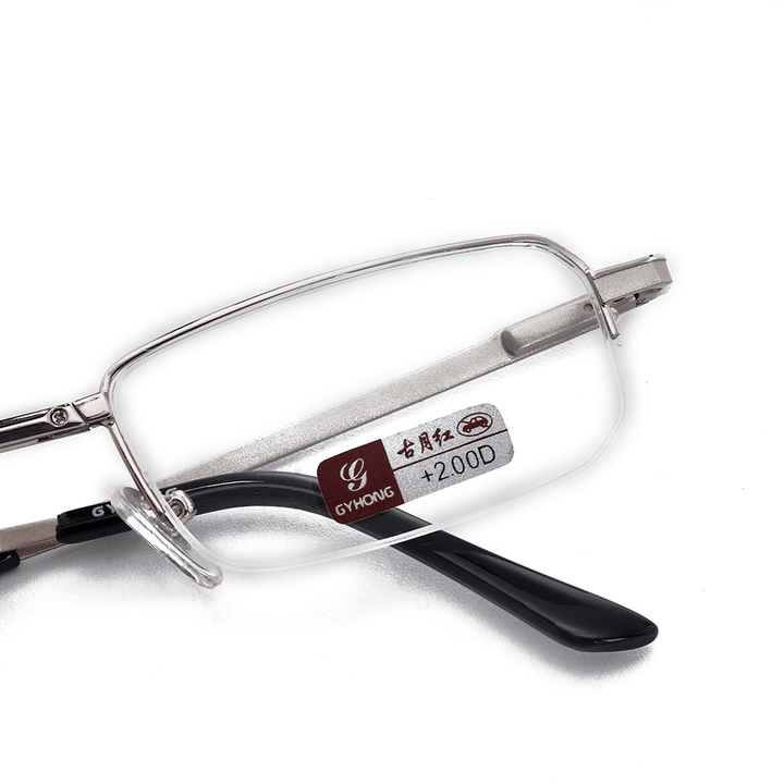 Unisex Full Metal Frame Foldable Easy Carry Convenient HD Reading Glasses Presbyopic Glasses - MRSLM