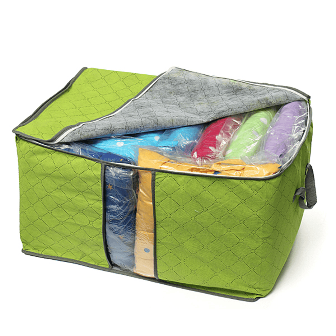 Foldable Clothes Storage Bag Pillow Blanket Quit Closet Organizer Pouch - MRSLM