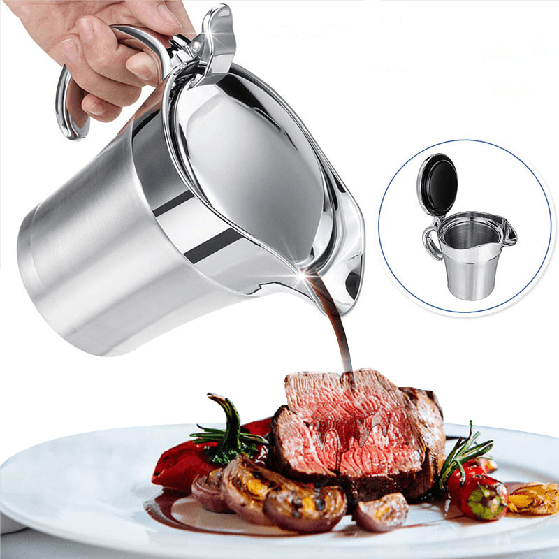 Stainless Steel Double Insulated Jug Gravythermal Sauce Kettle Kitchen Serving Storage Tableware Tool - MRSLM