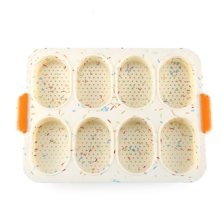 8 Cup Holes Non-Stick Cupcake Baking Pan Silicone Mold 3D French Bread DIY Kitchen Supplies - MRSLM