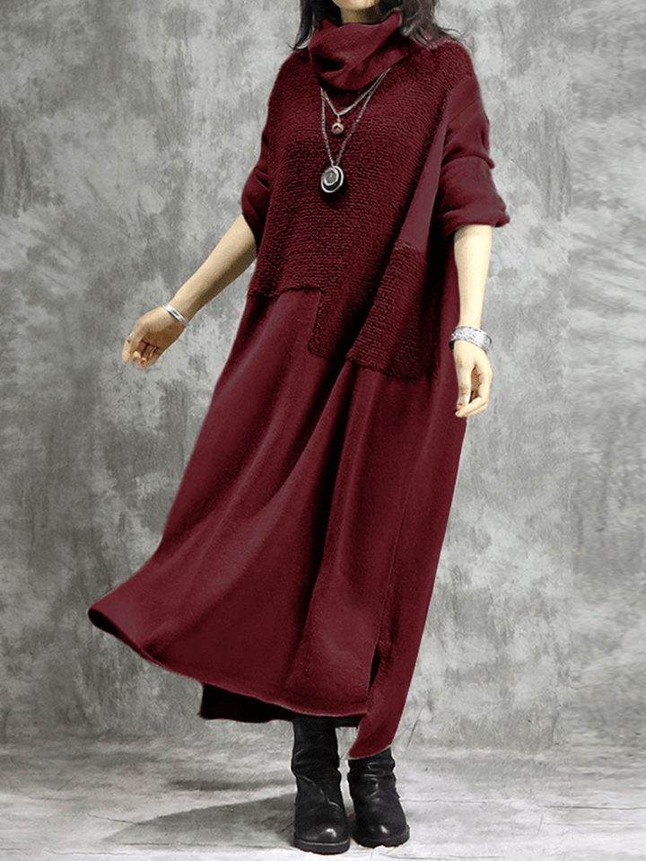 Women Casual Solid Color Long Sleeve Maxi Dress - MRSLM