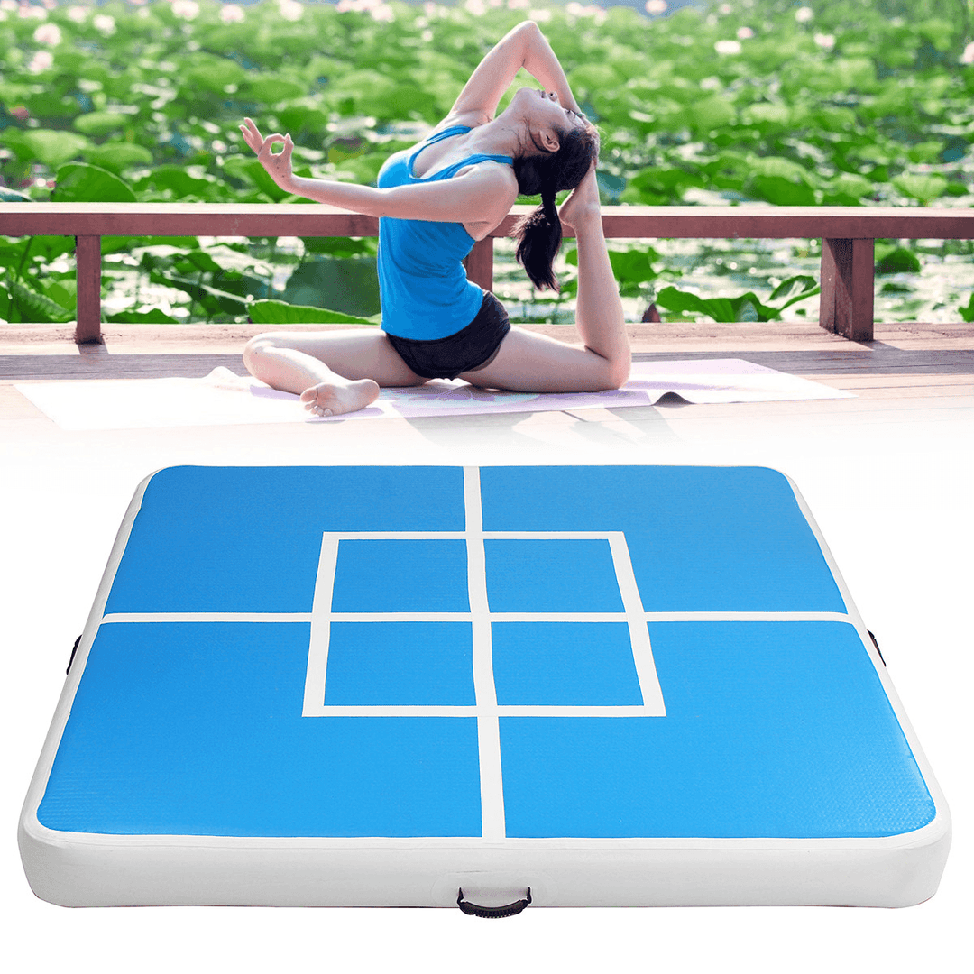 78.74X78.74X5.9Inch Inflatable Gym Air Track Gymnastics Mat Tumbling Training Exercise Practice Airtrack Pad - MRSLM