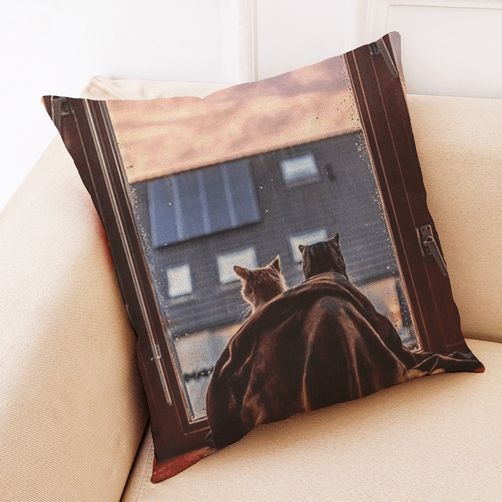 Honana BX 45X45Cm Cat Pattern Luxury Cushion Cover Graffi Style Throw Pillow Case Pillow Covers - MRSLM