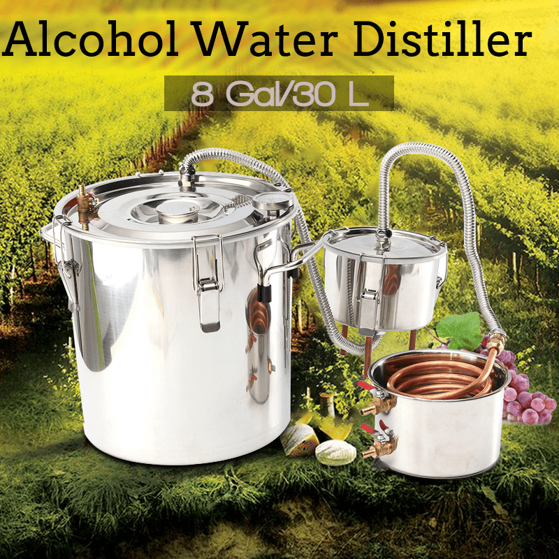 30L Alcohol Water Distiller Moonshine Still Stainless Boiler with Thumper Keg - MRSLM