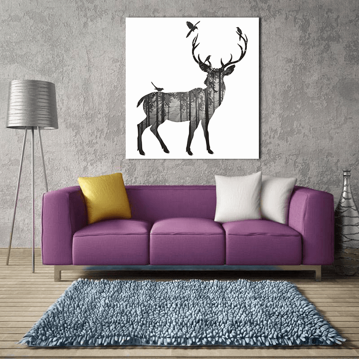 Miico Hand Painted Oil Paintings Simple Style-C Side Face Deer Wall Art for Home Decoration Paintings - MRSLM