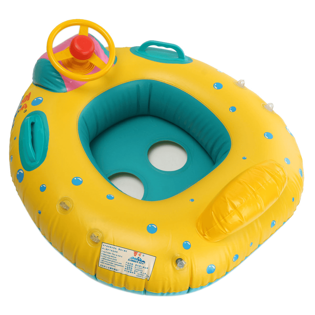 Baby Inflatable Swimming Float Ring PVC Lying Water Seat Boat Sunshade Pool Mattress with Canopy Kid Gift - MRSLM