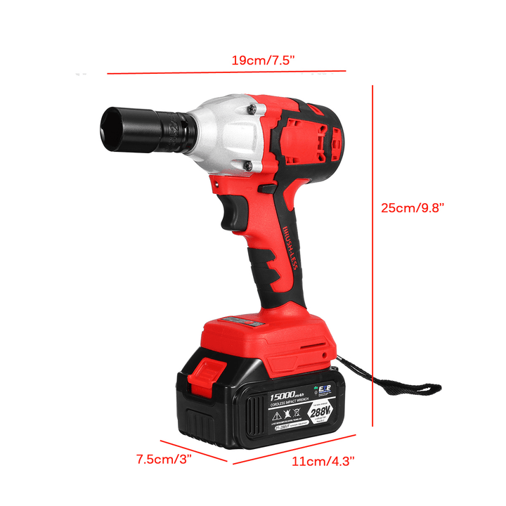 288VF 800N.M Cordless Brushless Electric Impact Wrench Tool W/ LED Light - MRSLM