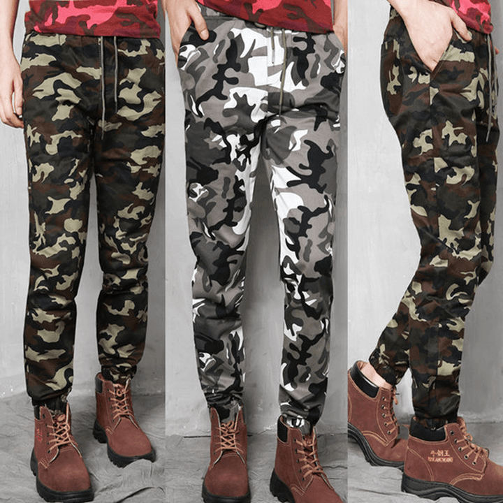 Plus Size Camouflage Outdoor Casual Pants Fashion Haren Beam Feet Trousers - MRSLM