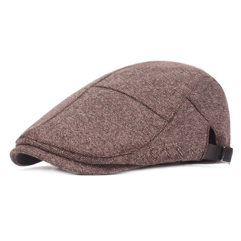 Mens Womens Casual Winter Warm Thicken Adjustable Beret Hat Outdoor Plain Newsboy Caps - MRSLM