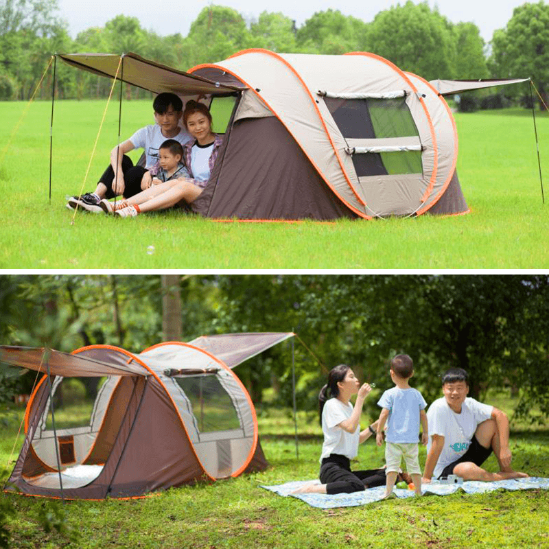 3-4/5-8 Person Camping Tent Double Door Breathable Automatic Family Tent Waterproof Sunshade Canopy Outdoor Hiking Beach - MRSLM