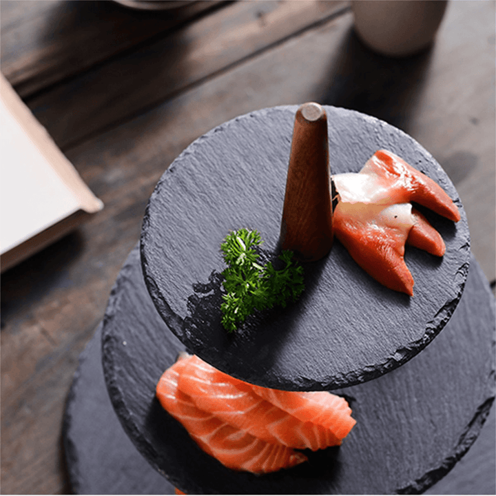 Sushi Sashimi Wooden Rock Tray Dessert Cake Dinner Cupcake Display Holder Stand - MRSLM