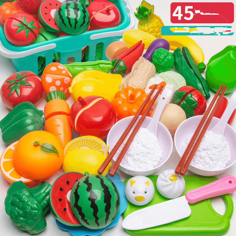 Children'S Cut Fruit and Vegetable Cake Pizza Cut Happy House Boys and Girls Kitchen Table Toy Set - MRSLM